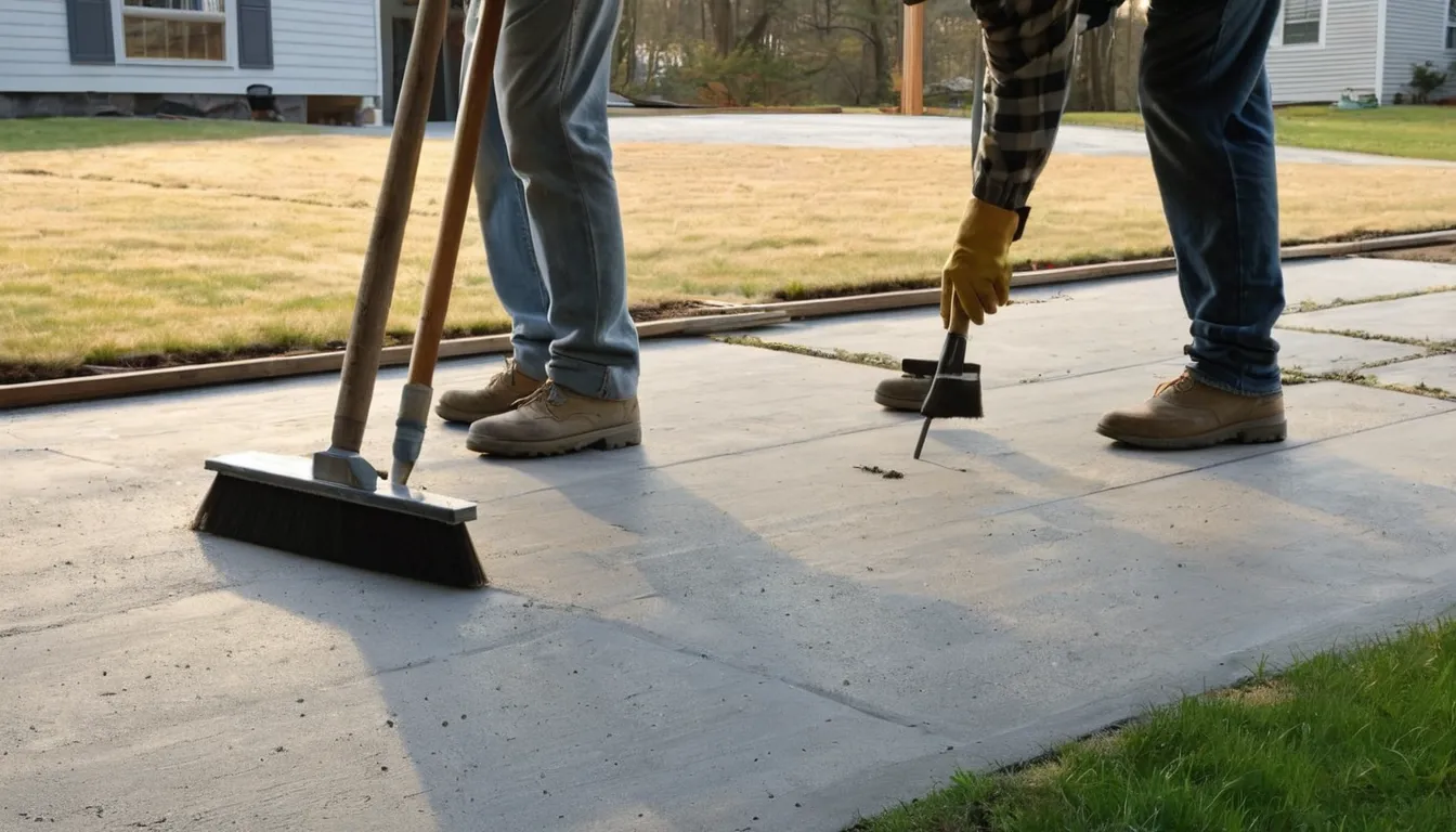 A new concrete driveway leading to a home in Princeton after a fresh pour